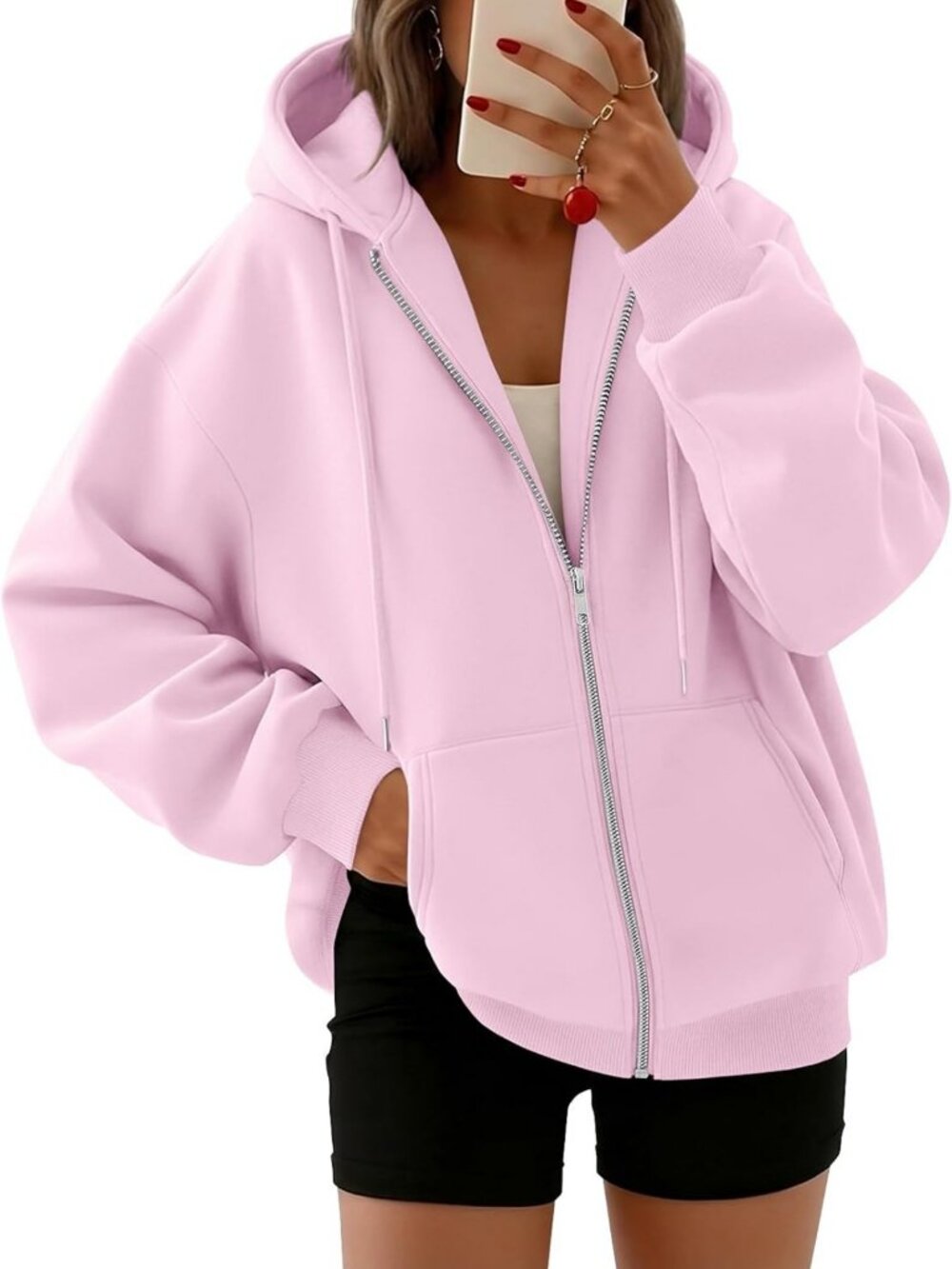 Trendy Oversized Zip-Up Hoodie for Women | Y2K Fall Sweatshirt 2026